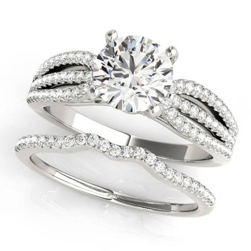 Round Cut Diamond Three Row Heavy Ring Bridal Set Ring for Her/Women