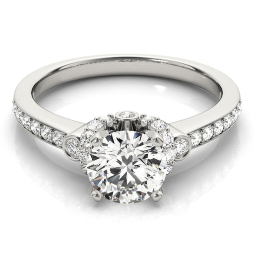 Round Cut Diamond Solitaire Accents With Hidden Halo Engagement Ring for Her/Women