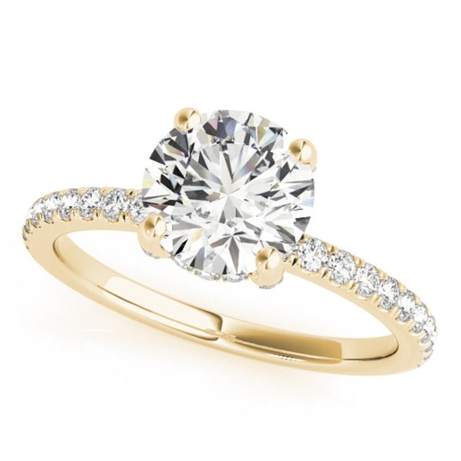 Round Cut Diamond Hidden Halo With Accents Engagement Ring for Her/Women