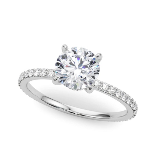 Round Cut Diamond Solitaire With Hidden Halo Style Engagement Ring for Her/Women