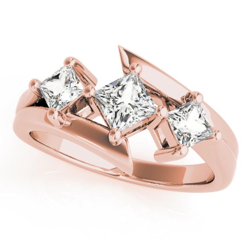 Princess Cut Diamond Three Stone With Twisted Style Engagement Ring for Her/Women
