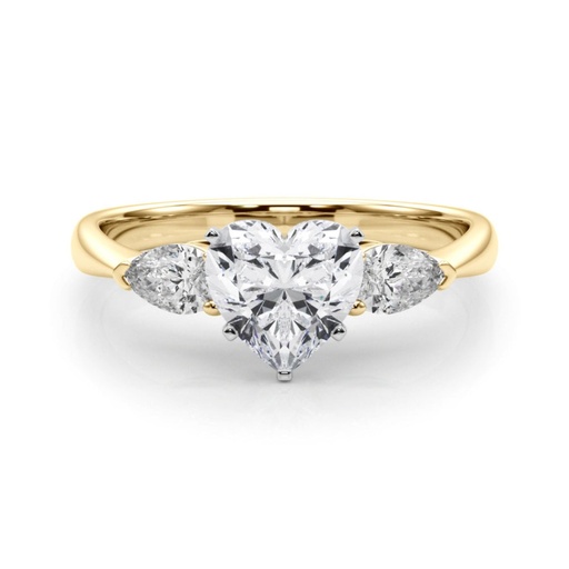 Heart And Pear Cut Diamond Three Stone Style Engagement Ring for Her/Women