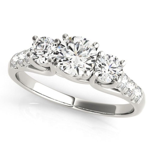 Round Cut Diamond Three Stone With Solitaire Accents Engagement Ring for Her/Women