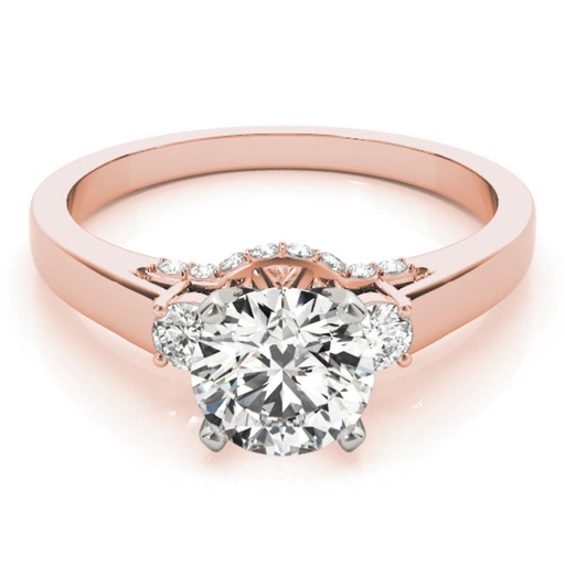 Round Cut Diamond Three Stone Style With Hidden Halo Engagement Ring for Her/Women