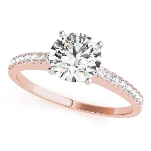 Round Cut Diamond Solitaire With Accents Engagement Ring for Her/Women