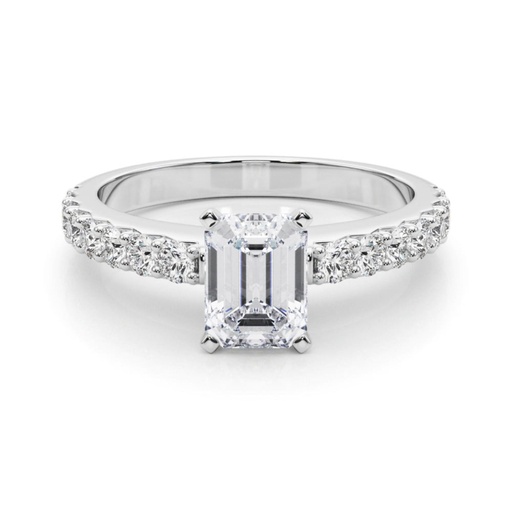 Emerald Cut Diamond Solitaire With Accents Engagement Ring for Her/Women