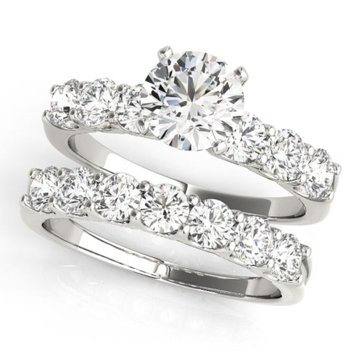 Round Cut Diamond Solitaire With Accents Style Bridal Set Wedding Ring for Women