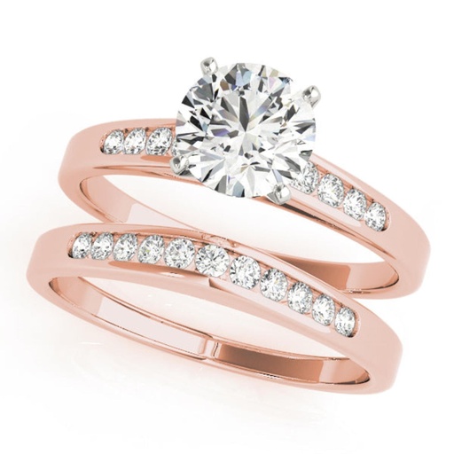Round Cut Diamond Solitaire With Accents Bridal Set Wedding Ring for Her/Women Unique Style Wedding Band 