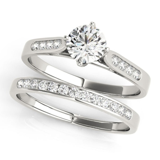 Round Cut Diamond Solitaire With Accents Style Bridal Set Wedding Ring for Her/Women