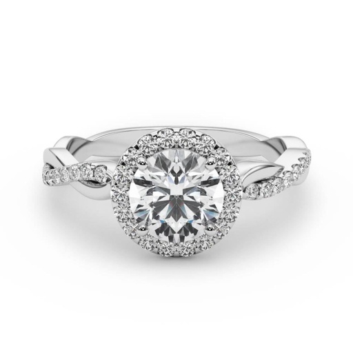 Round Cut Diamond Halo With Twisted Style Engagement Ring For Women/Her