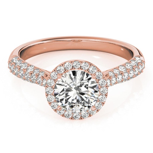 Round Cut Diamond Halo With Accent Style Engagement Ring For Women