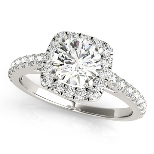Round Cut Diamond Halo With Accents Engagement Ring for Her/Women