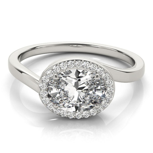 Oval Cut Diamond East West Halo Style Engagement Ring for Her/Women