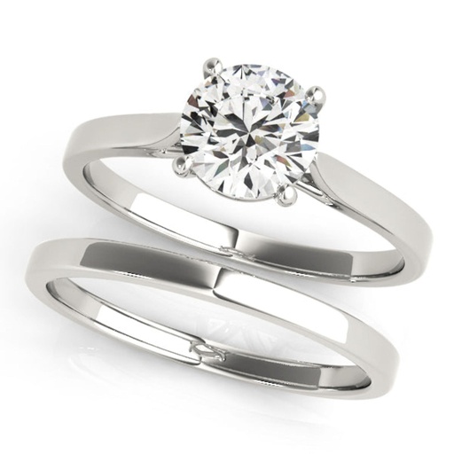 Round Cut Diamond Solitaire With Bridal Set Engagement Ring For Women