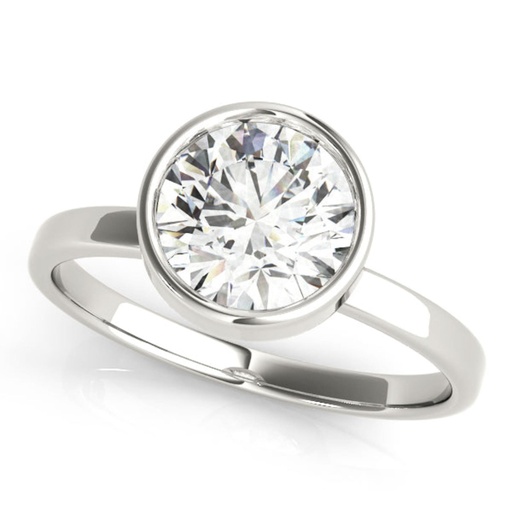 Round Cut Diamond Freesia Bezel Set Solitaire Style Engagement Ring For Women