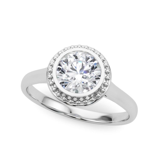 Round Cut Diamond Gardenia Bezel Set Engagement Ring For Women
