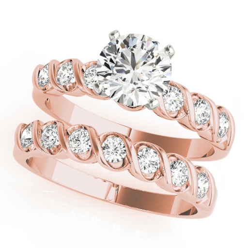 Round Cut Diamond Prong Setting Bridal Set Heavy Design Ring Wedding Ring For Women