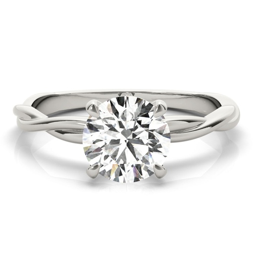 Round Cut Diamond Twisted Solitaire Style Engagement Ring For Women