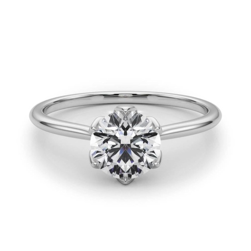 Round Cut Diamond Aster Feather Thin Solitaire Engagement Ring For Women