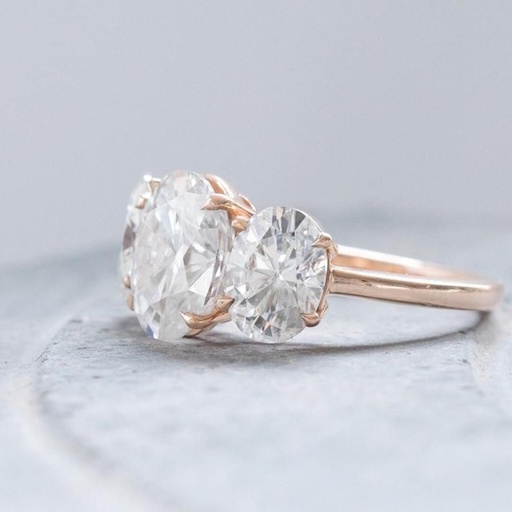 Oval Diamond Three Stone Engagement Ring for Women