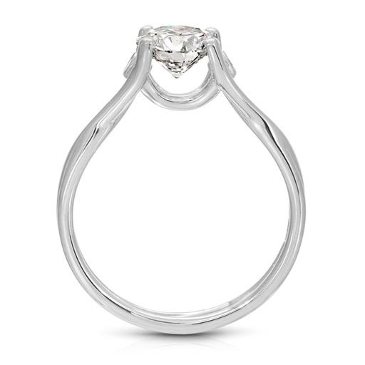 Invisible Basket Set Round Lab Grown Diamond Engagement Ring, 14K White Gold
