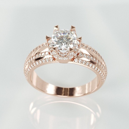 Forever One Moissanite Engagement Ring | 14k Rose Gold Engagement Ring Set 