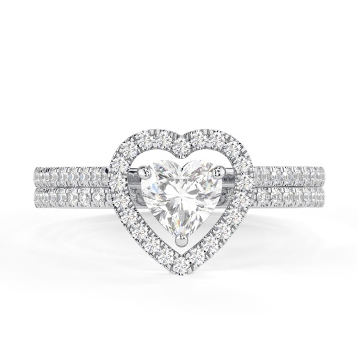 Heart  Engagement Ring Set Promise Ring Sets Sterling Silver Heart Shaped Halo Bridal Set Wedding Ring Sets For Her