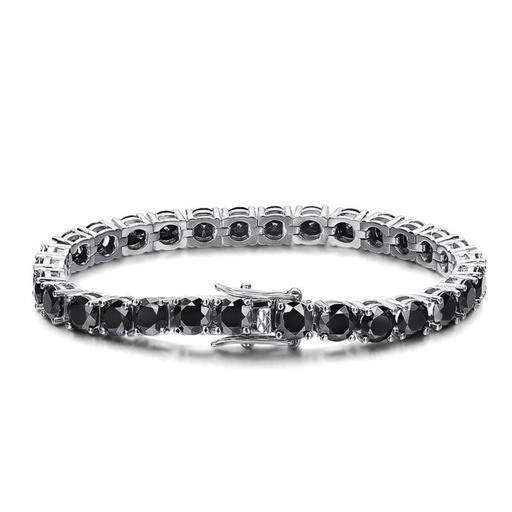 Black Moissanite Tennis Bracelet | Passes Diamond Tester | 925 Sterling Silver | 18K White Gold Plated 