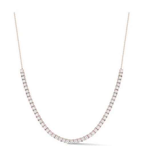 Tennis Necklace,  Round Cut Diamond Necklace, Pretty Tennis Necklace Gift, Gold Necklace Gift 4 Women, Luxury Gift