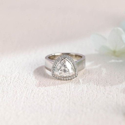 Antique Trillion  Engagement Ring Halo Wedding Ring/Anniversary Gift/ Wedding Band/Proposal Ring