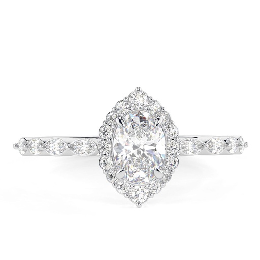 Oval Cut Diamond Halo With Accents Engagement Ring for Women