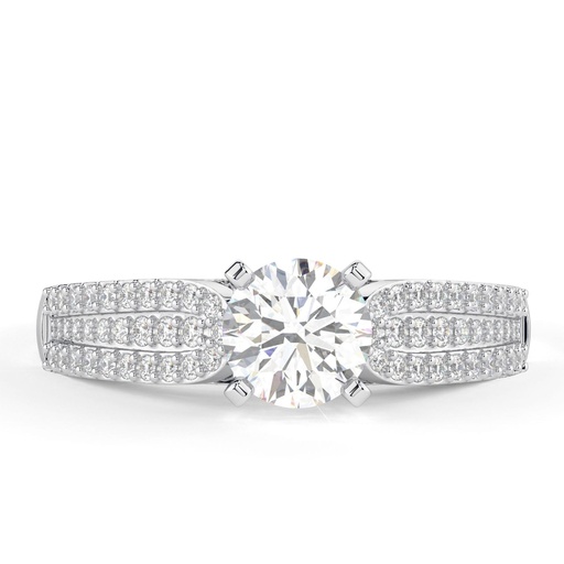 Round Cut Diamond Heavy Solitaire With Accents Engagement Ring for Women