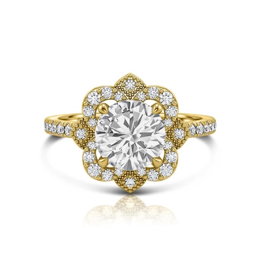 Round Halo Engagement Ring, Vintage Diamond Ring , Unique Ring , Gift For  Engagement Ring, Ring for Her