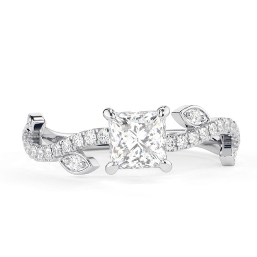 Princess Cut Diamond Solitaire With Accents Engagement Ring for Women