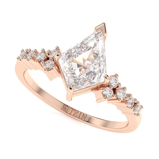  Kite Cut Engagement Ring Delicate Art Deco Rose Gold Round Cut Prong Set Ring Unique Anniversary Promise Bridal Ring