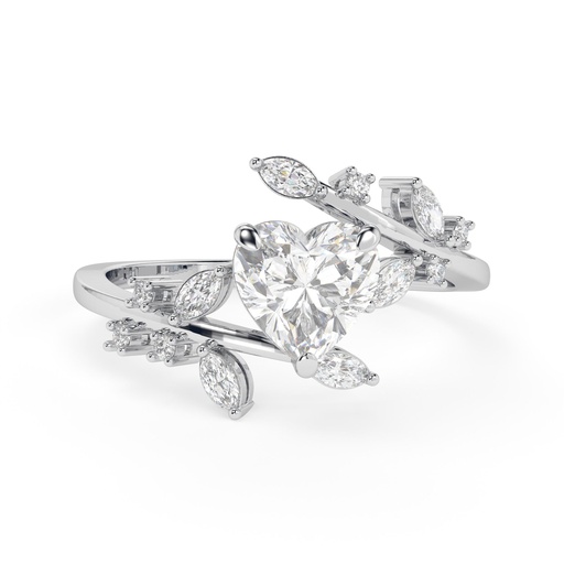 Heart Moissanite Engagement Ring, Leaf Moissanite Ring White Gold, Twig Branch Ring, Vine Promise Ring, Nature Inspired Ring