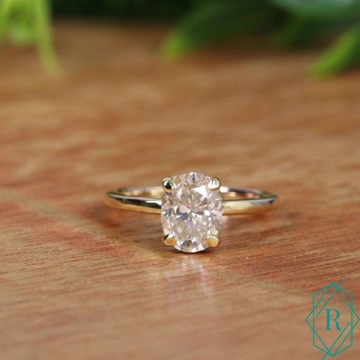  Oval Cut White Engagement Ring, 14k Yellow Gold Ring for Women, Wedding Ring, Anniversary Gift for Her