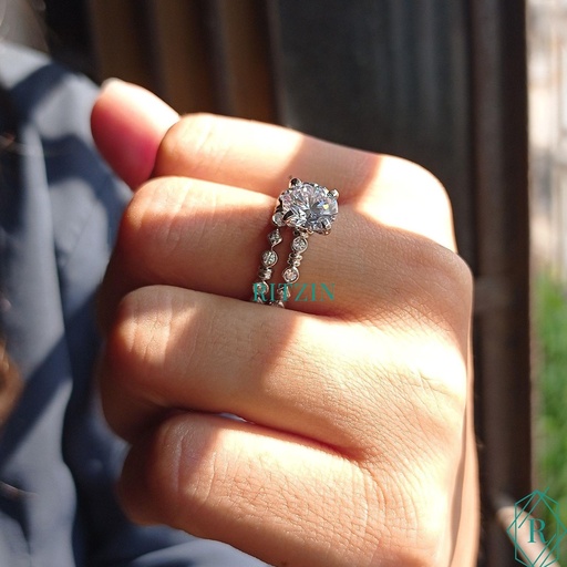 Wedding Sets/Round  Bridal Sets/  Ring Set/Promise ring/ Colorless  Engagement Ring/ Vintage Ring Gift