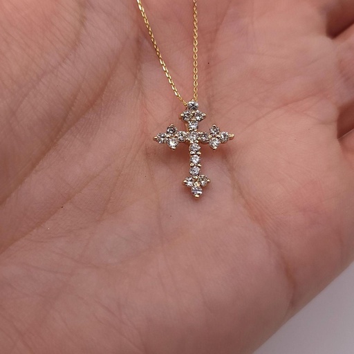 14Kt Gold  Diamond Necklace, Diamond Cross Necklace, Natural Diamond Pendant, Real Diamond Necklace, Unisex
