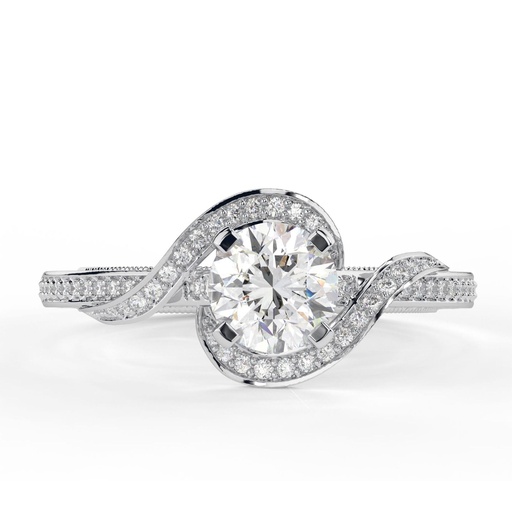  Round Cut Diamond Twisted Hidden Halo Engagement Ring for Women