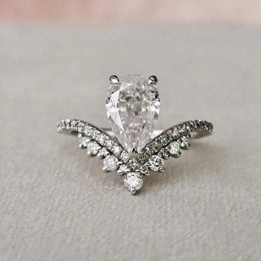 Vintage Pear Cut Engagement Ring Elongated Pear Moissanite Ring Classic Curved Band Side Floating Basket Set Pear Wedding Ring/Gift