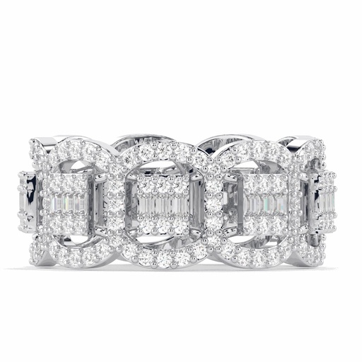 Stackable Halo  Band | Full Eternity Baguette Wedding Band | 14K Gold Matching Band | Anniversary Gifts | Women Band