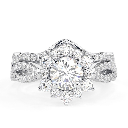 Round Cut Diamond Floral Style Twisted Bridal Set Ring for Women