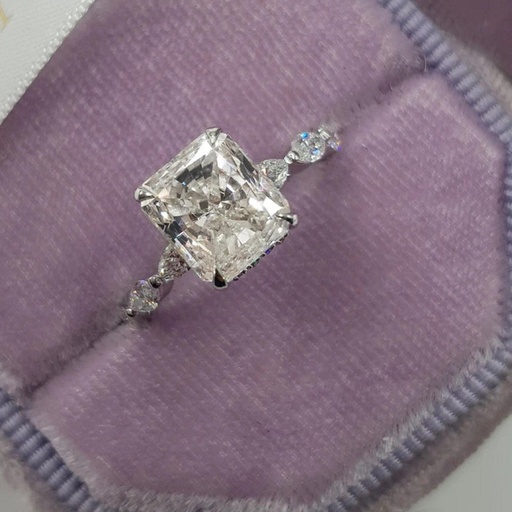  Radiant Cut Moissanite Ring, Forever One, Engagement Wedding Ring, Solitaire Ring