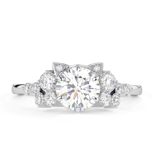 Round Cut Diamond Unique Style Engagement Ring for Women