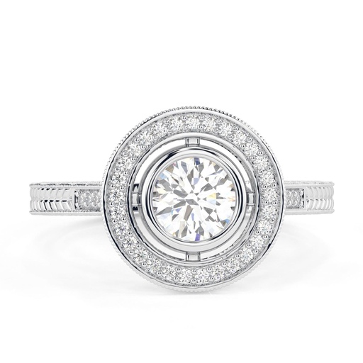 Round Cut Diamond Halo With Accents Engagement Ring for Women