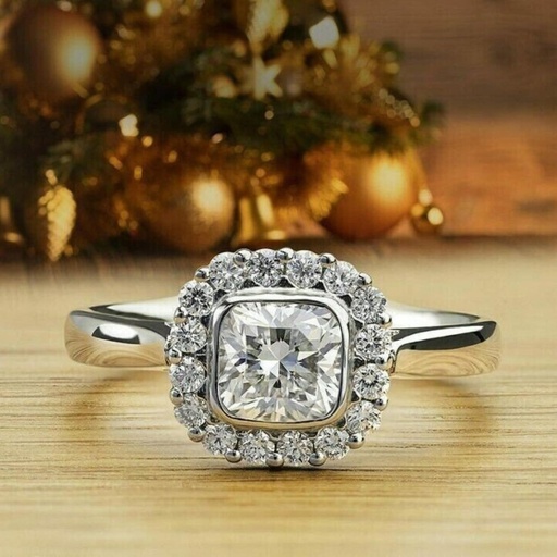  Lab Created Diamond Cushion Cut 14k White/Yellow/Rose Gold Plated Women's Engagement Wedding Ring All Size Available