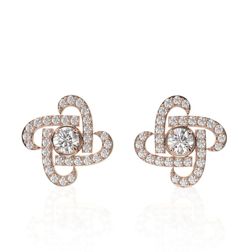 Antique Round Diamond Stud Earrings 14K White Gold Wedding Studs, Lab Grown Diamond Earrings, Push Back Engagement Studs, Anniversary Gift