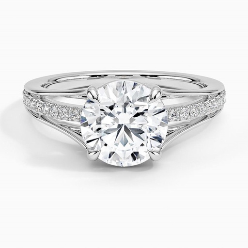 Round Cut Fancy Engagement Ring, White Gold Wedding Ring for Women