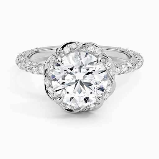 Floral Engagement Ring, Round Cut Twisted Wedding Ring for Women